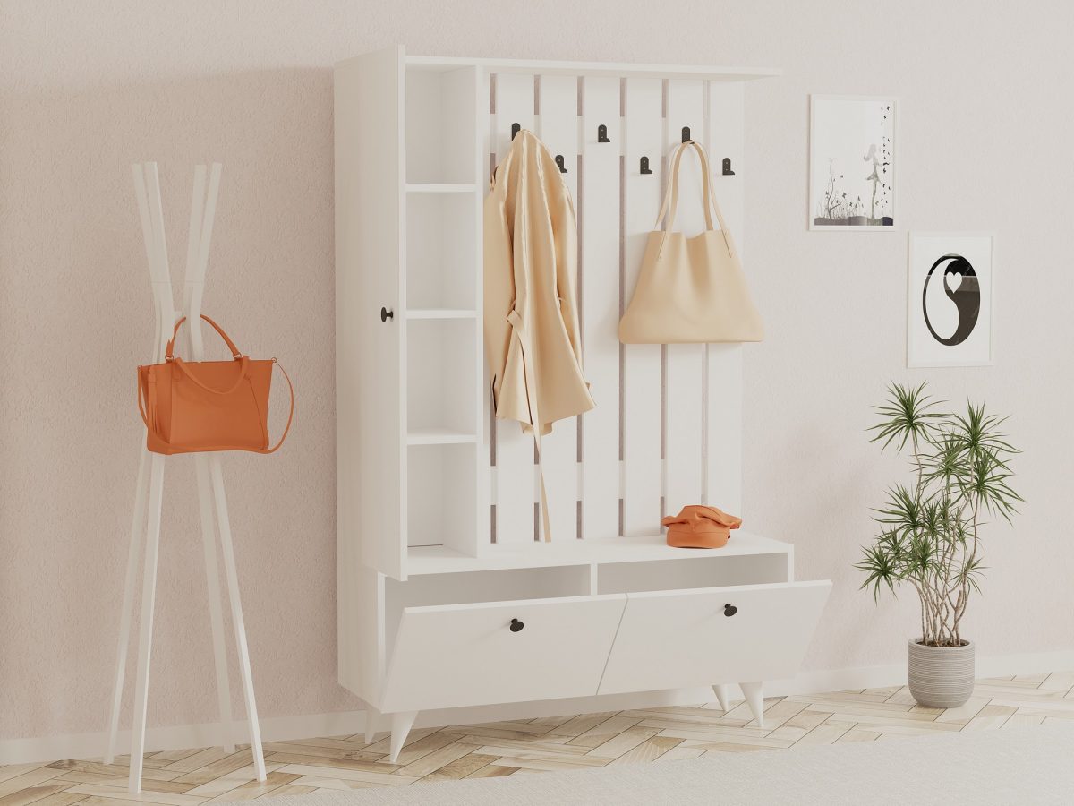 Lala - White – Гардеробер за претсобје - Image 2