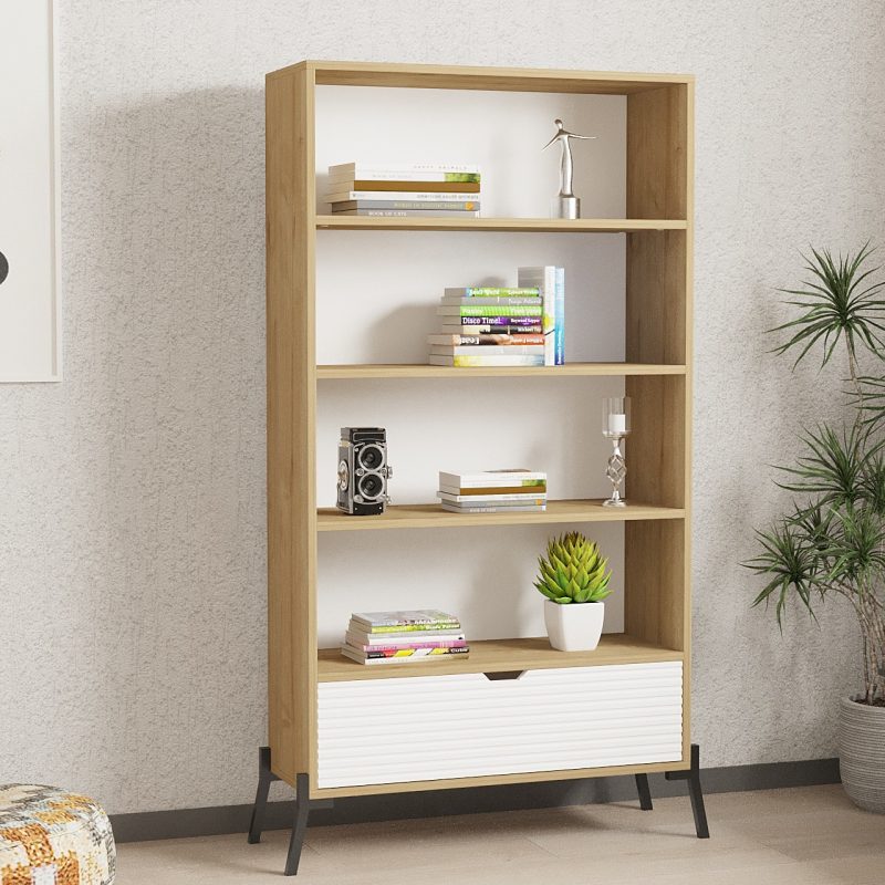 Numana - Sapphire Oak, White – Полица за книги