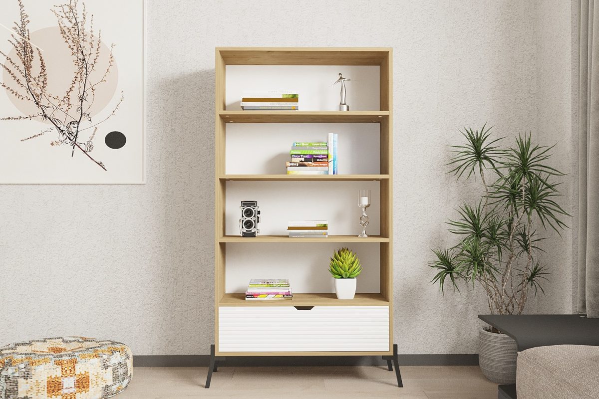 Numana - Sapphire Oak, White – Полица за книги - Image 2