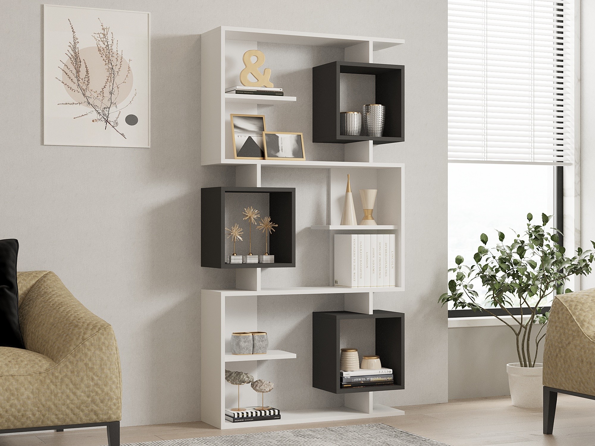 835PUQ531720-201.jpg Icardi - White, Anthracite – Полица за книги - Image 1