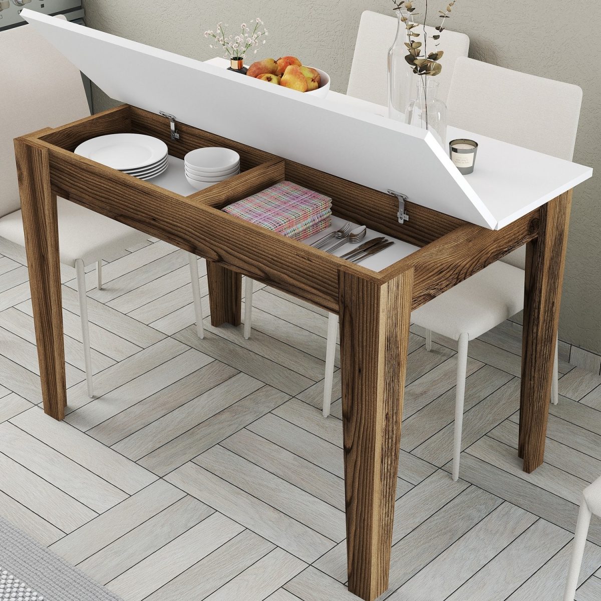 Kiev 505 - Walnut, White – Кујнска маса - Image 4