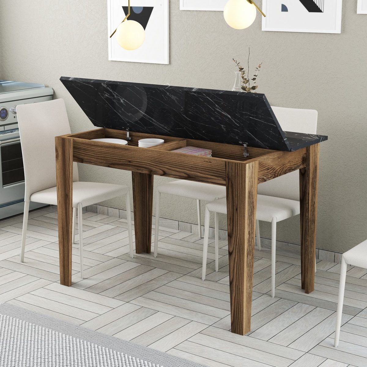 Kiev 509 - Walnut, Black – Кујнска маса - Image 3