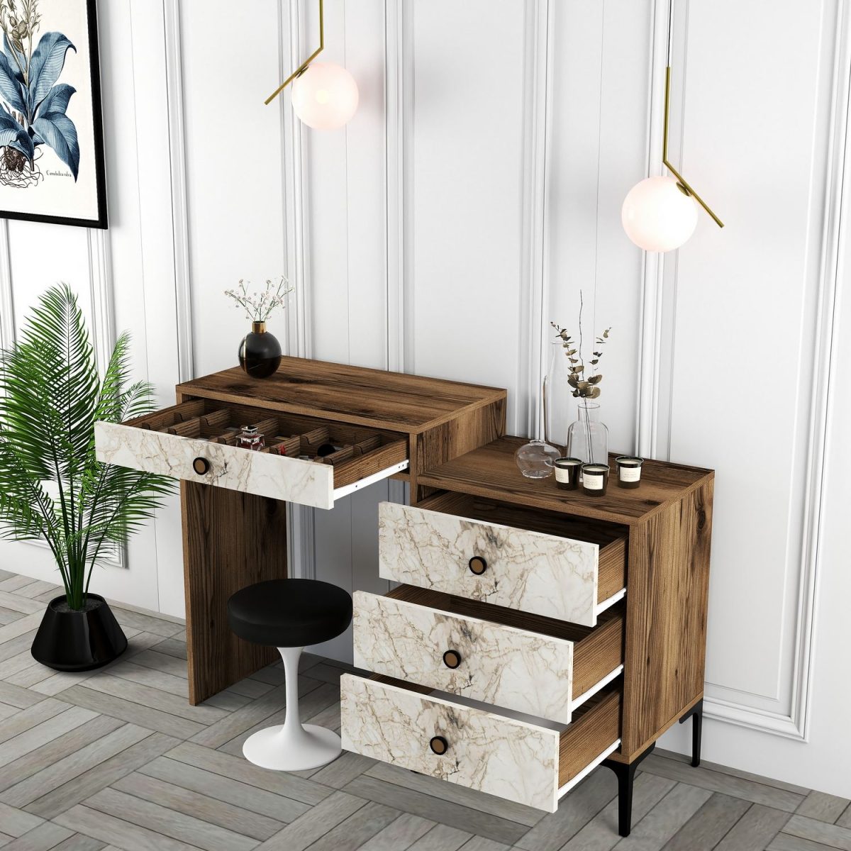 Lizbon 552 - Walnut, White – Шминкерница - Image 4