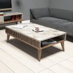 Milan - Walnut, White Marble – Маса за кафе