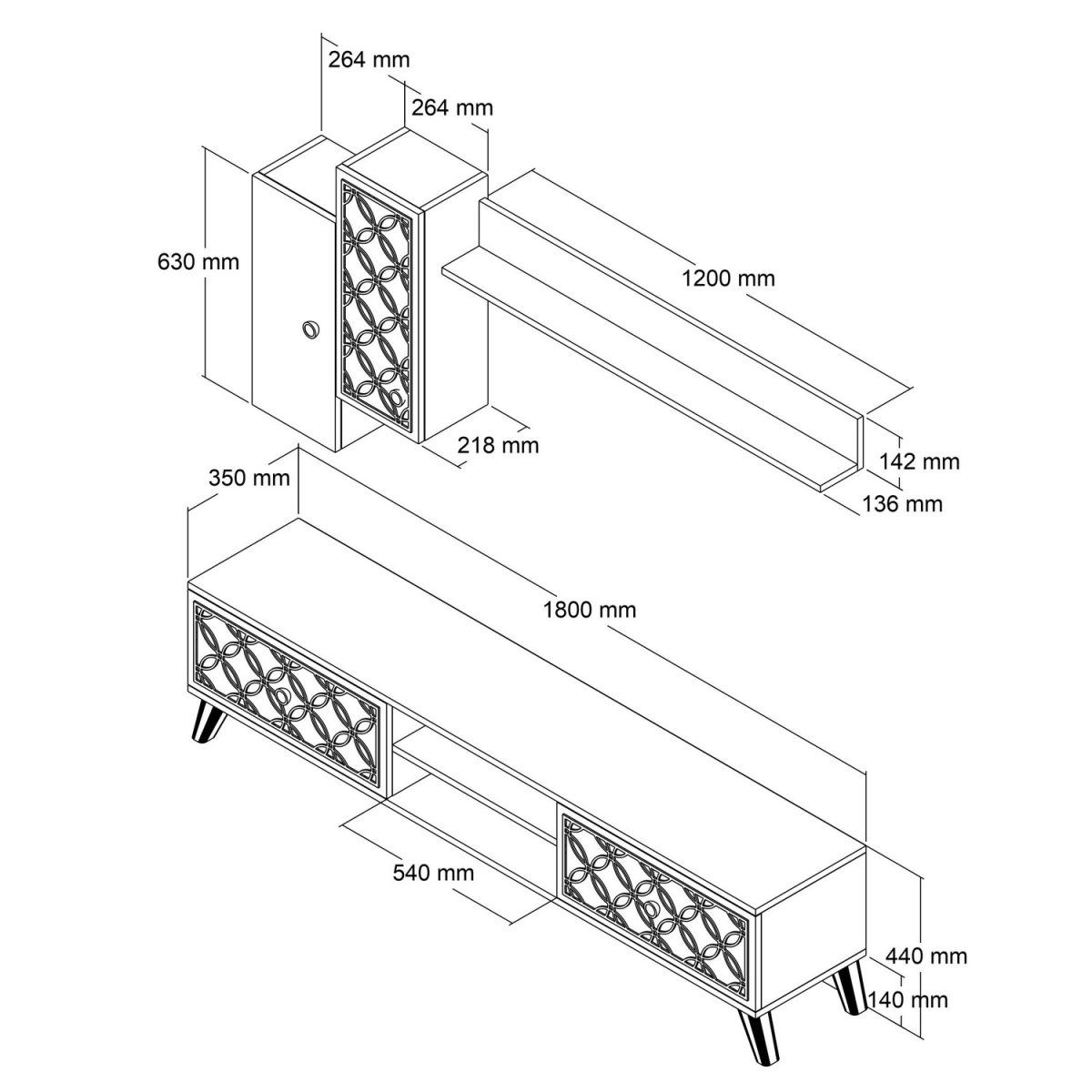 Class S - Walnut, Cream – ТВ комода - Image 6
