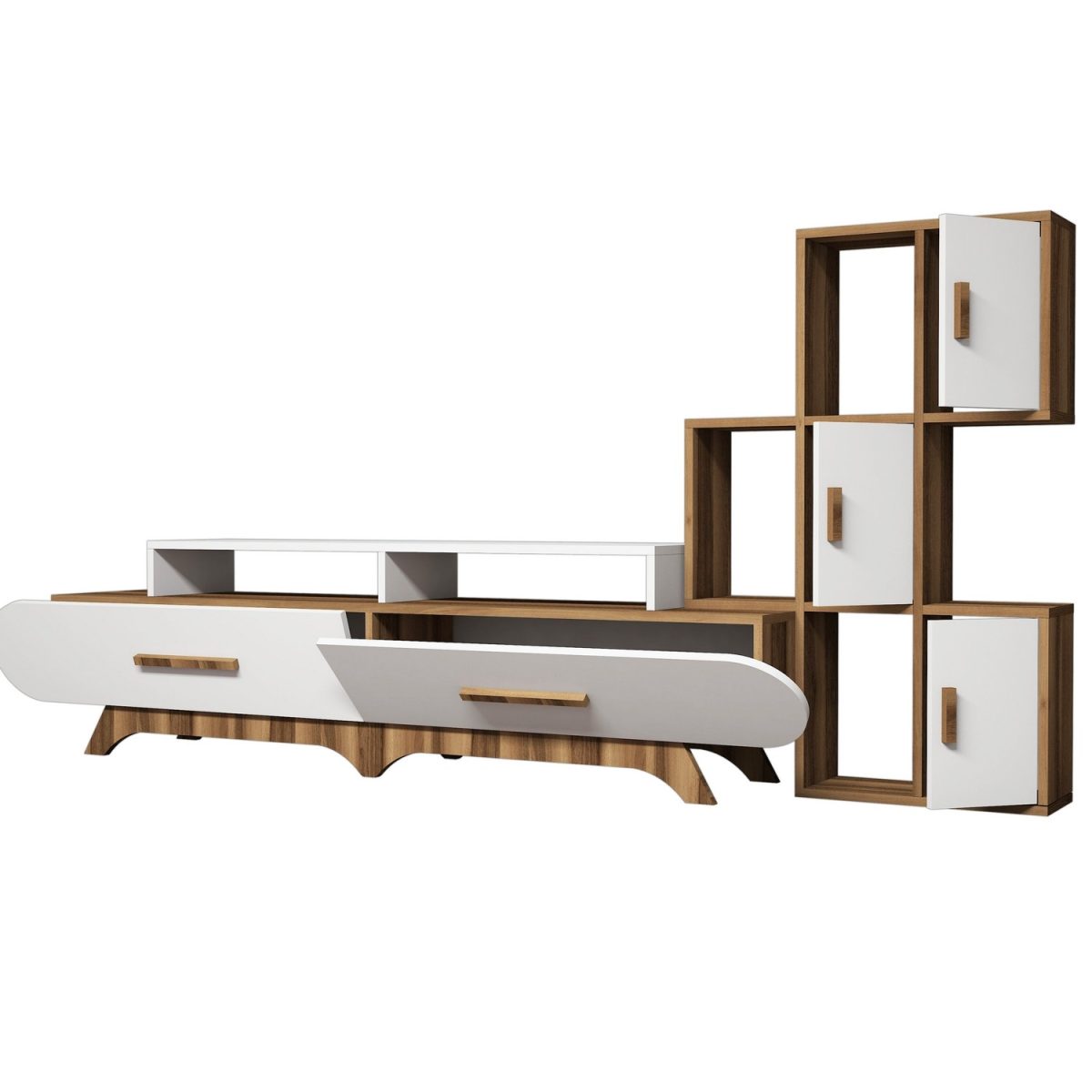 Flora S - Walnut, White – ТВ комода - Image 5