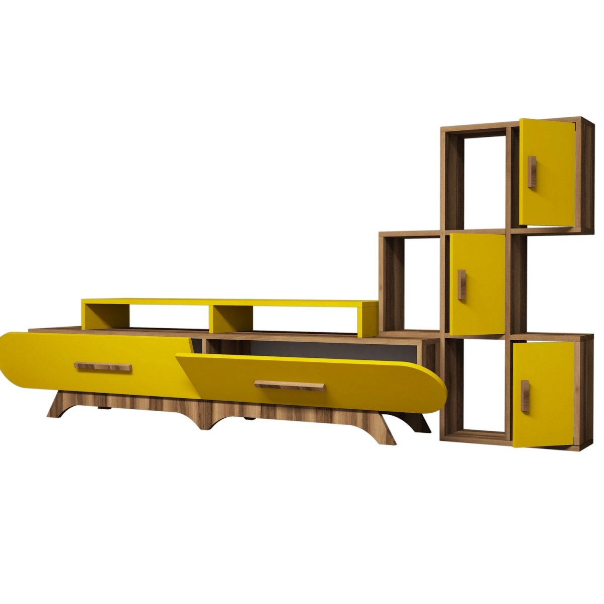Flora S - Walnut, Yellow – ТВ комода - Image 5