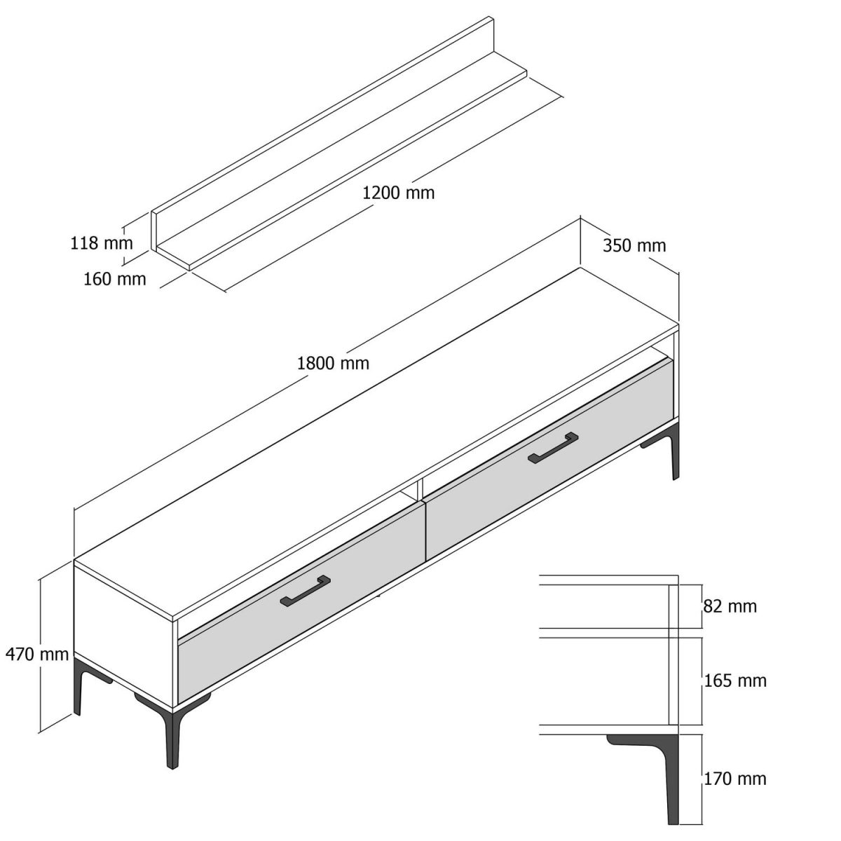 Istanbul - Walnut, Black Marble – ТВ комода - Image 6