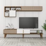 Milan TV - Walnut, White – ТВ комода