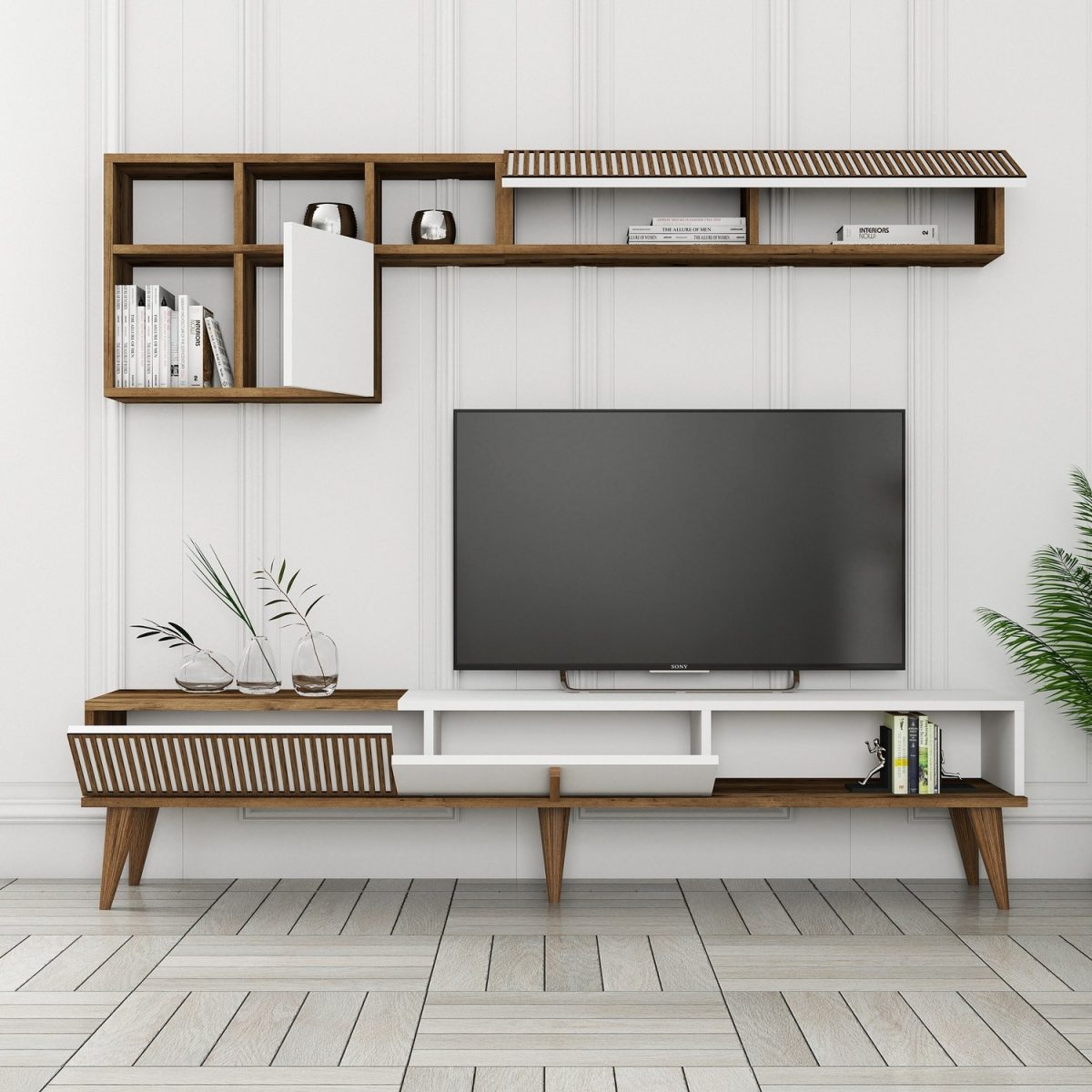 Milan TV - Walnut, White – ТВ комода - Image 2
