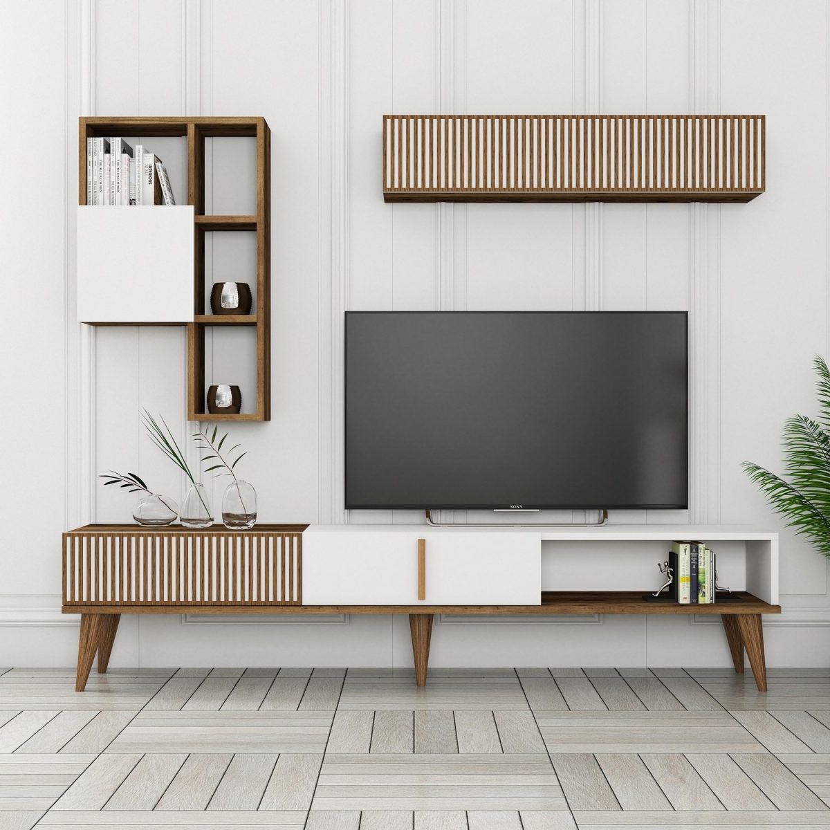 Milan TV - Walnut, White – ТВ комода - Image 3