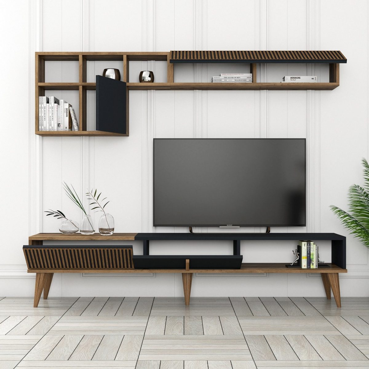 Milan TV - Walnut, Anthracite – ТВ комода - Image 2