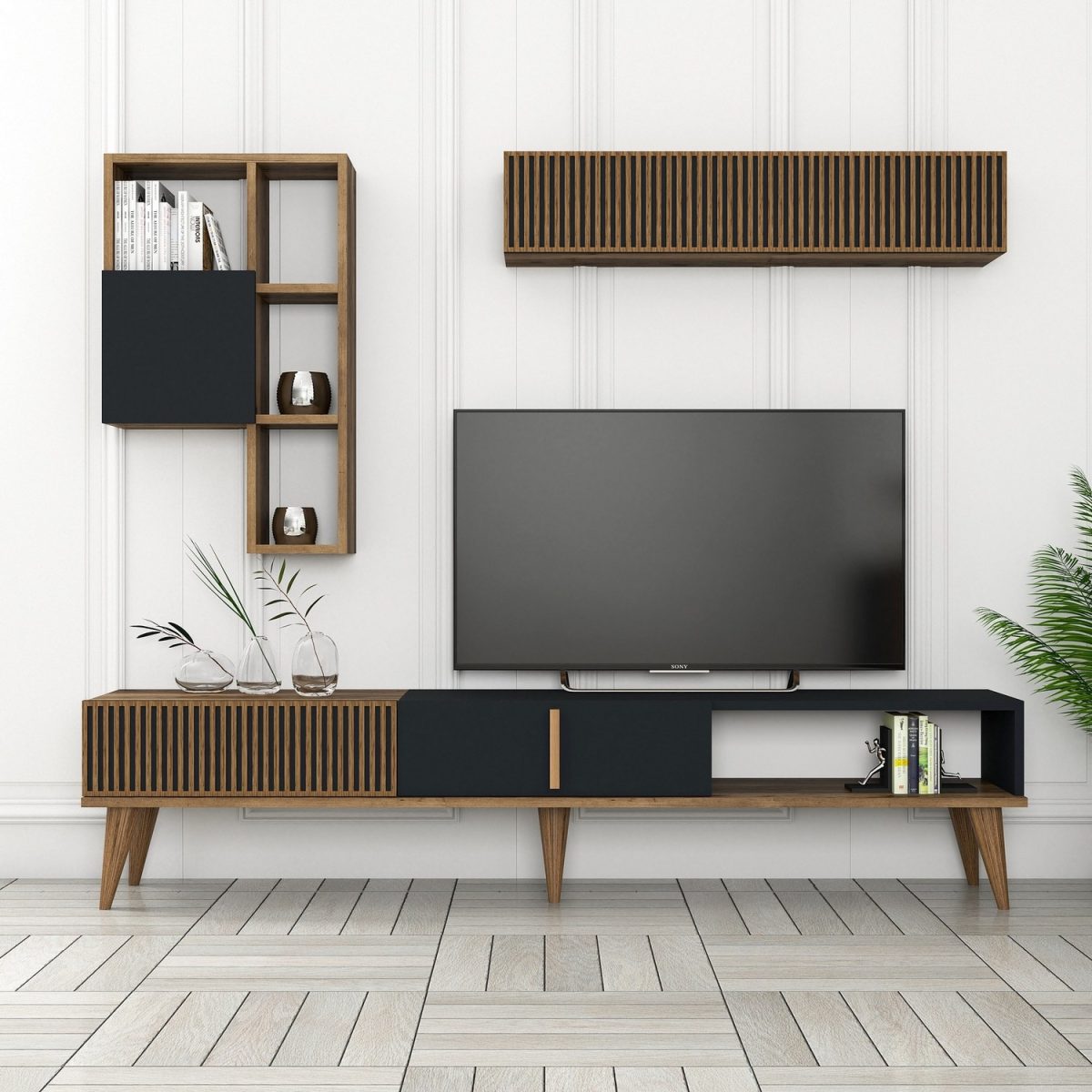Milan TV - Walnut, Anthracite – ТВ комода - Image 3