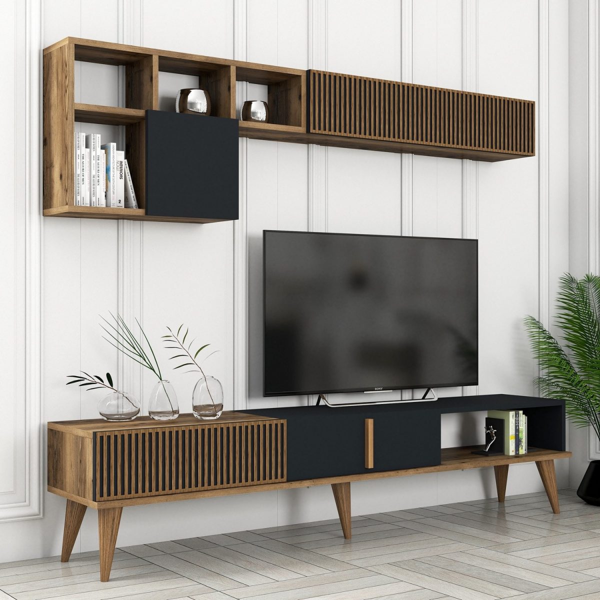 Milan TV - Walnut, Anthracite – ТВ комода - Image 4