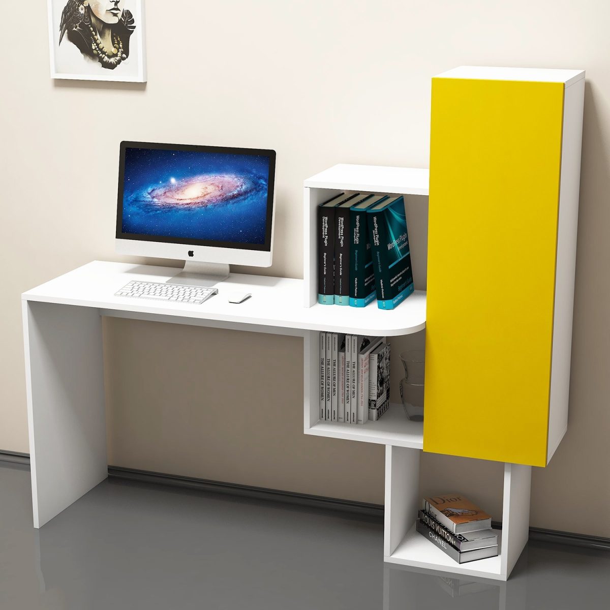 Açelya - White, Yellow – Канцелариско биро - Image 2