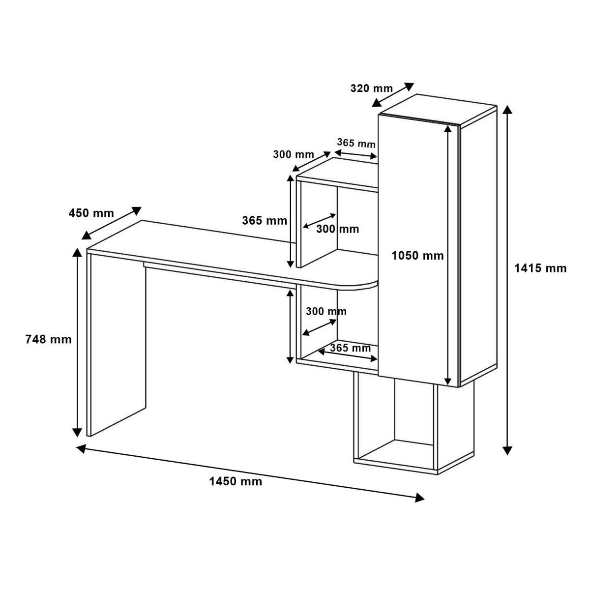 Açelya - Walnut, White – Канцелариско биро - Image 5
