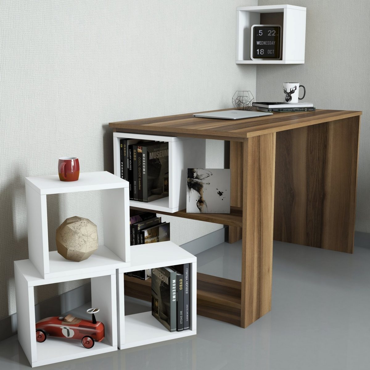 Box - Walnut, White – Канцелариско биро - Image 2