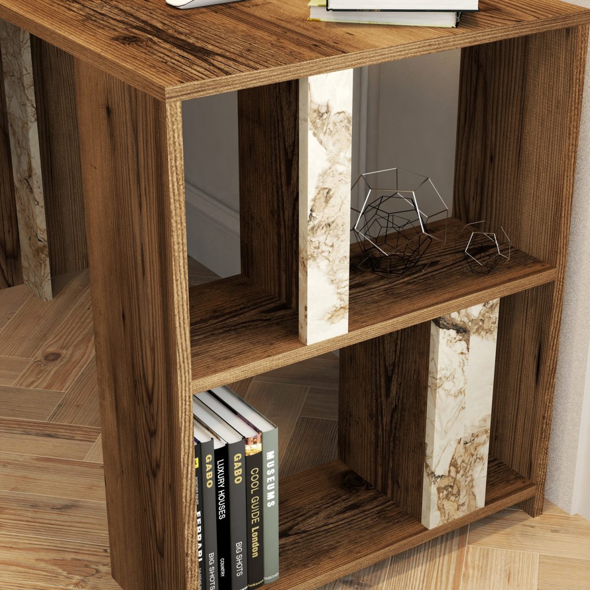 Lima - Walnut, White Marble – Канцелариско биро - Image 4