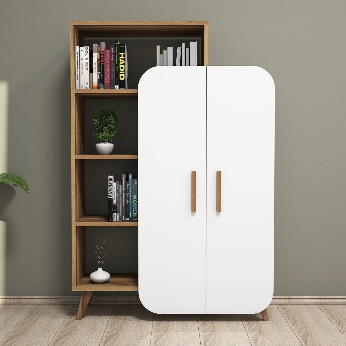 Form - Walnut, White – Полица за книги - Image 5