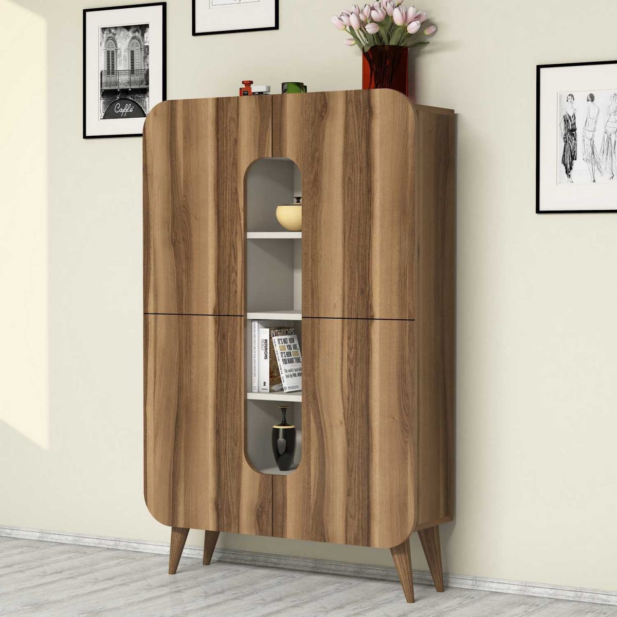 Mine - Walnut, Cream – Повеќе наменска комода - Image 2