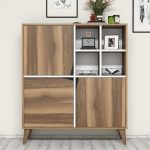 Pulse - Walnut, White – Повеќе наменска комода