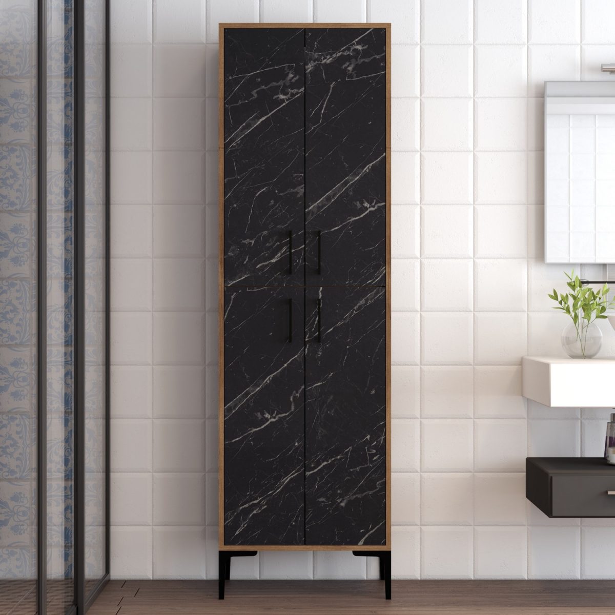 Berlin A - Walnut, Black Marble – Повеќе наменска комода - Image 2