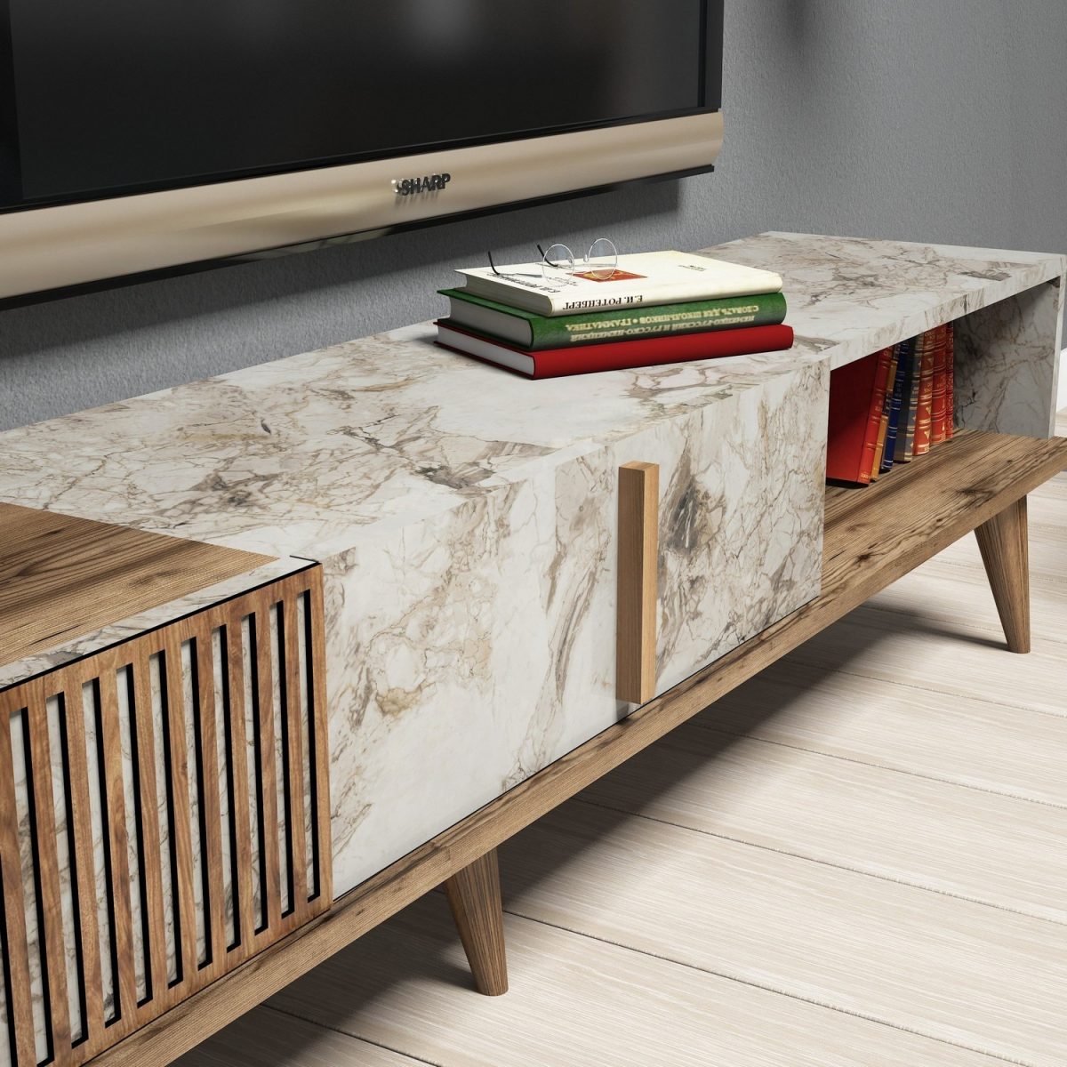 Milan - Walnut, White Marble – Комплет мебел за дневна соба - Image 3