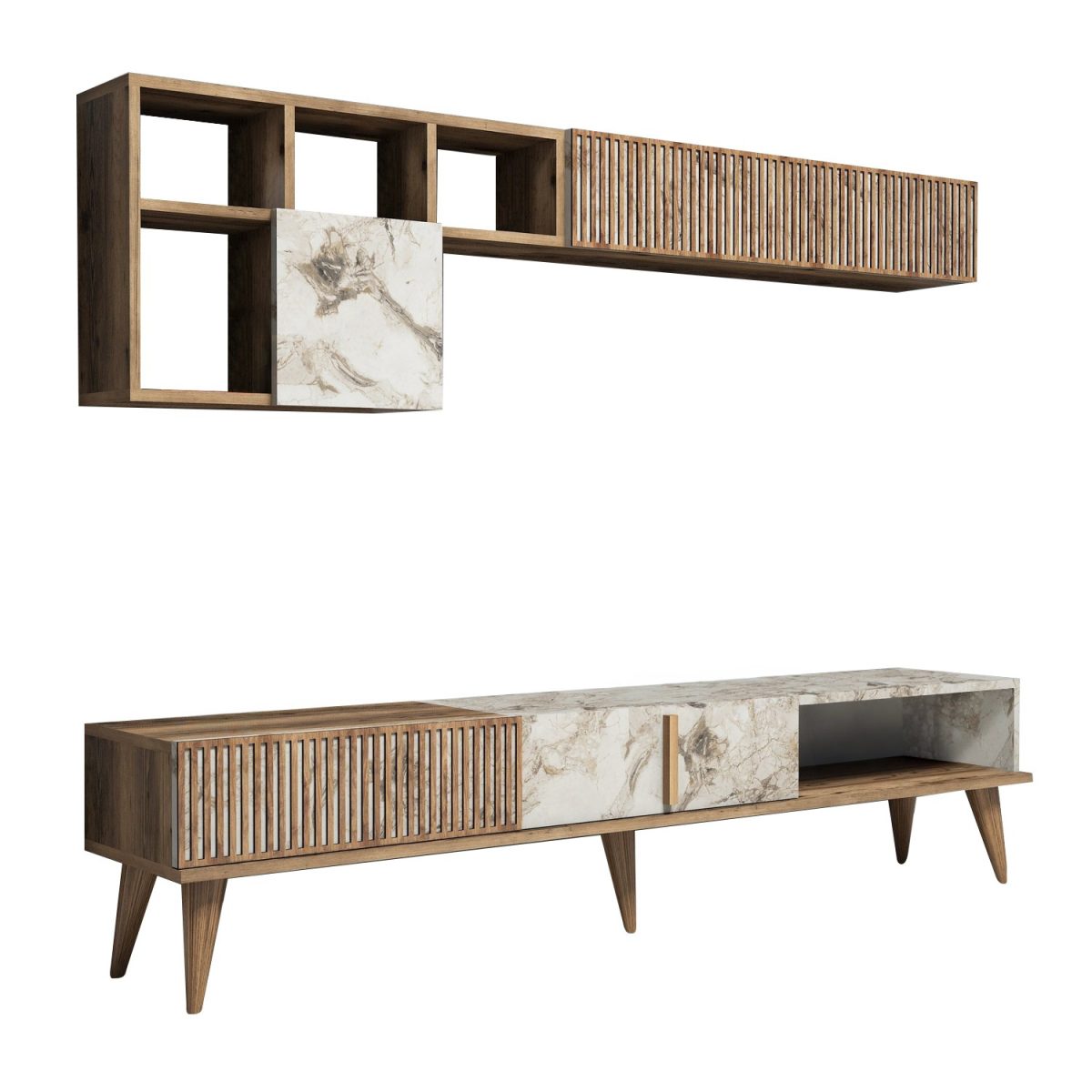 Milan - Walnut, White Marble – Комплет мебел за дневна соба - Image 6