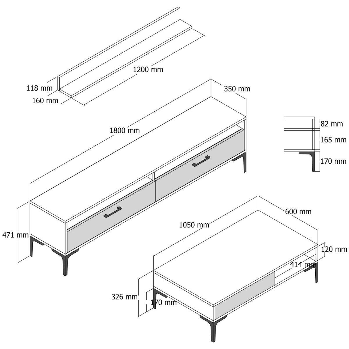 Istanbul - Walnut, White Marble – Комплет мебел за дневна соба - Image 5