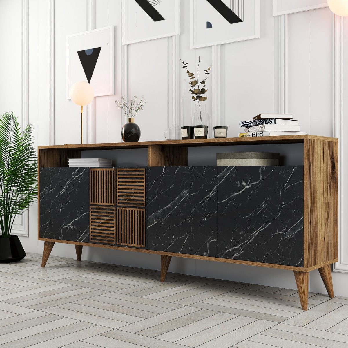 Milan - Walnut, Black Marble – Конзола - Image 2