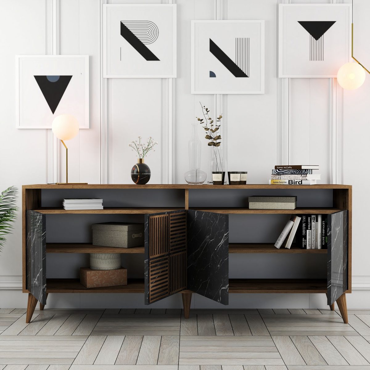 Milan - Walnut, Black Marble – Конзола - Image 3