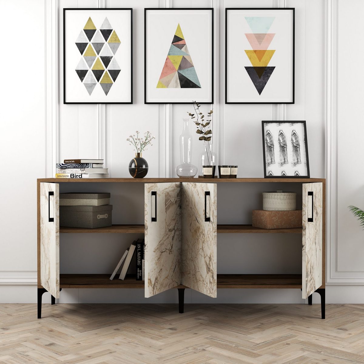 Kiev 160 - Walnut, White Marble – Конзола - Image 4