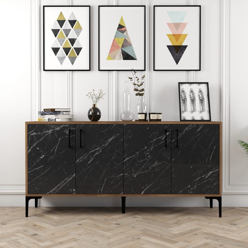 Kiev 160 - Walnut, Black Marble – Конзола