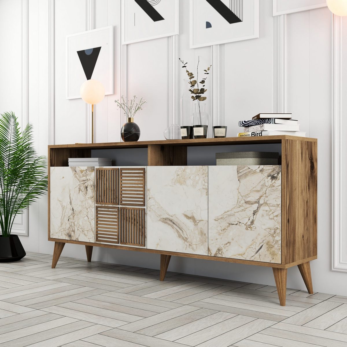 Milan 160 - Walnut, White Marble – Конзола - Image 2