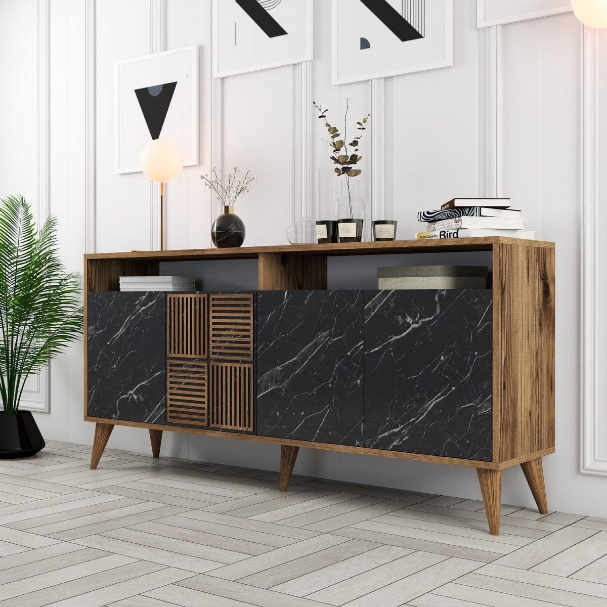Milan 160 - Walnut, Black Marble – Конзола - Image 2