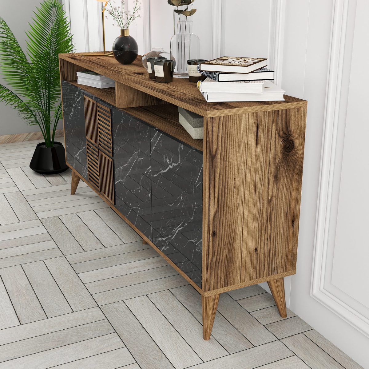 Milan 160 - Walnut, Black Marble – Конзола - Image 3