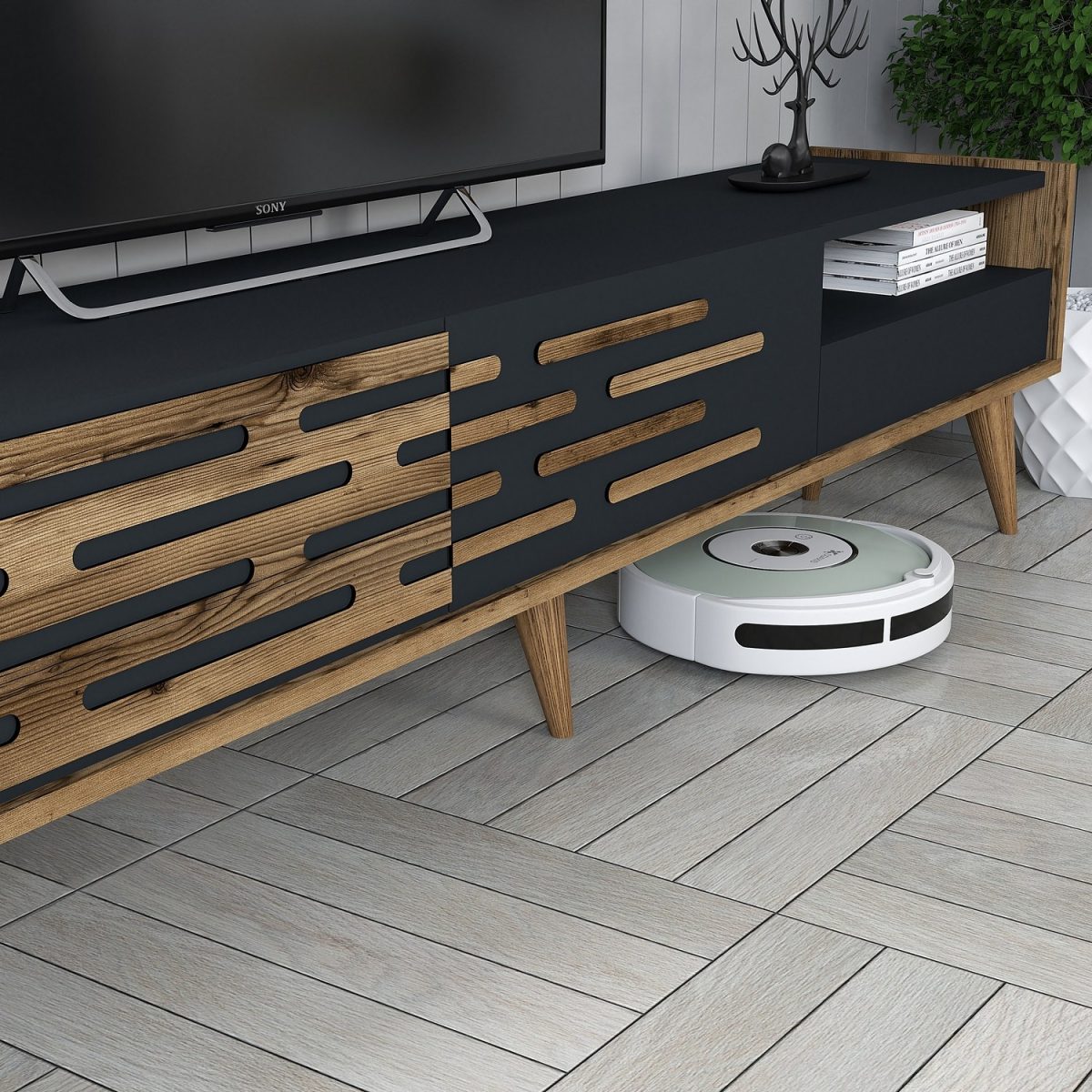 Valensiya - Walnut, Anthracite – ТВ комода - Image 4