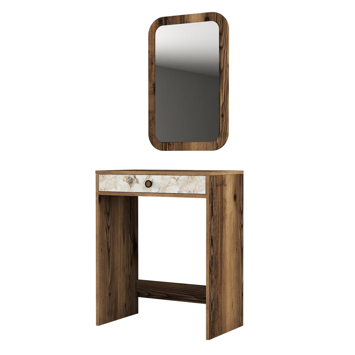 Lizbon Mirror - Walnut, White, Marble – Шминкерница - Image 6