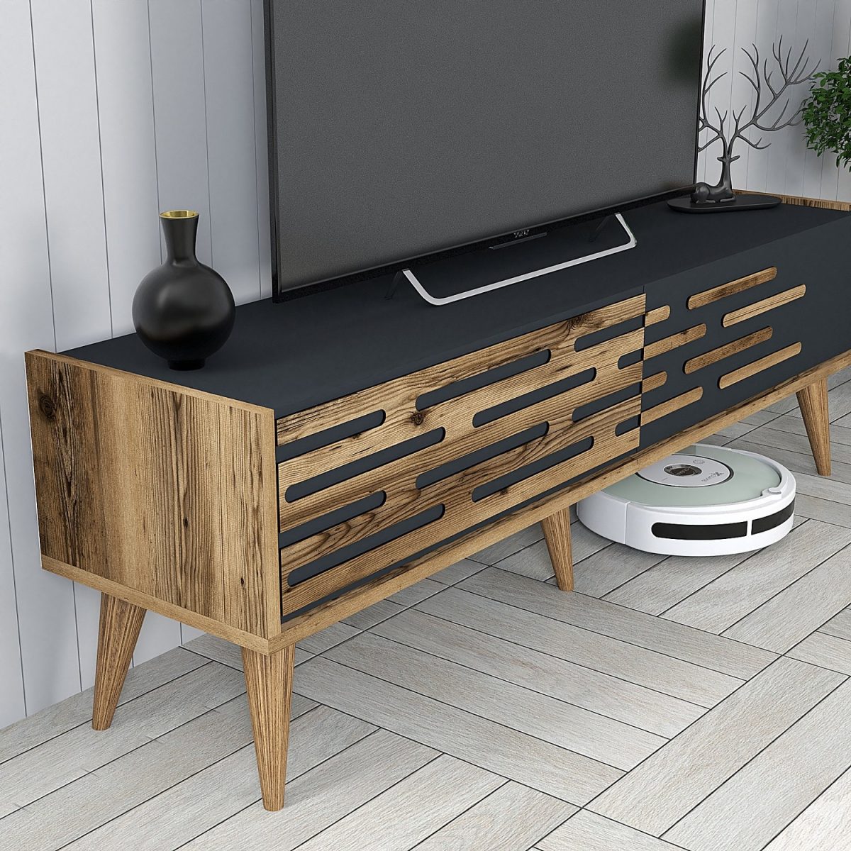 Valensiya 140 - Walnut, Anthracite – ТВ комода - Image 4