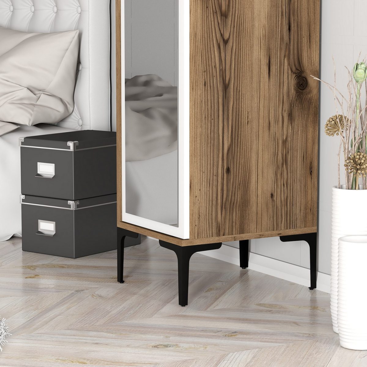 Kumsal R - Walnut, White – Гардеробер - Image 3