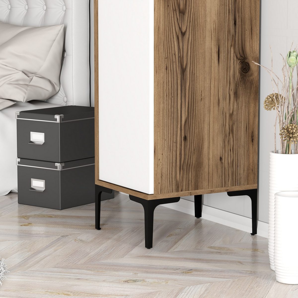 Kumsal S - Walnut, White – Гардеробер - Image 6