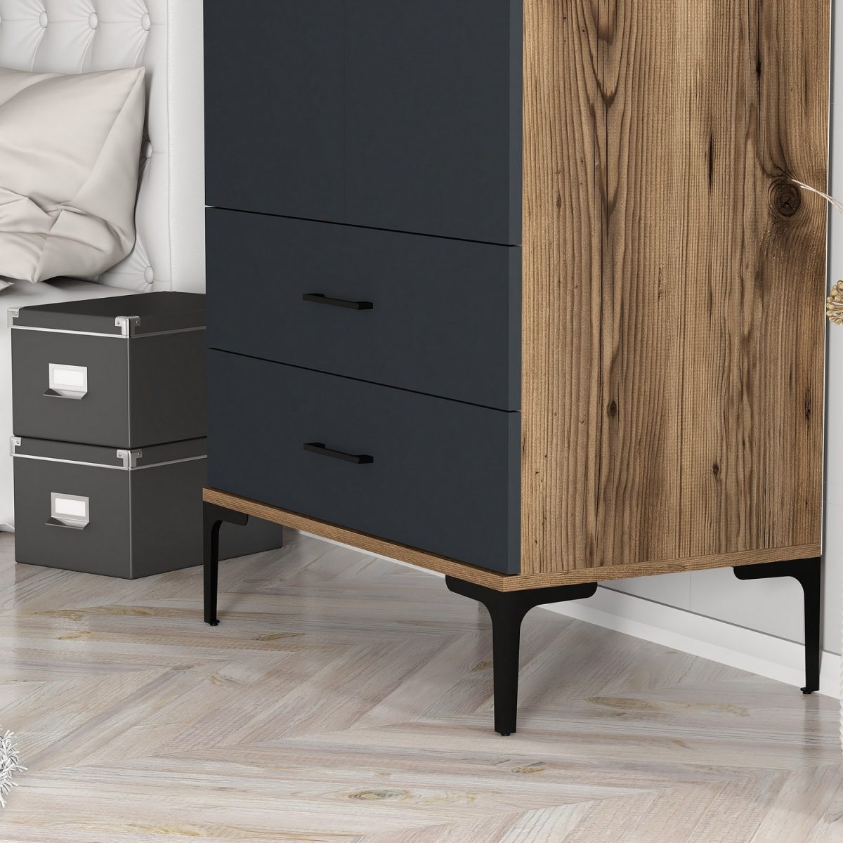 Kumsal T - Walnut, Anthracite – Гардеробер - Image 4