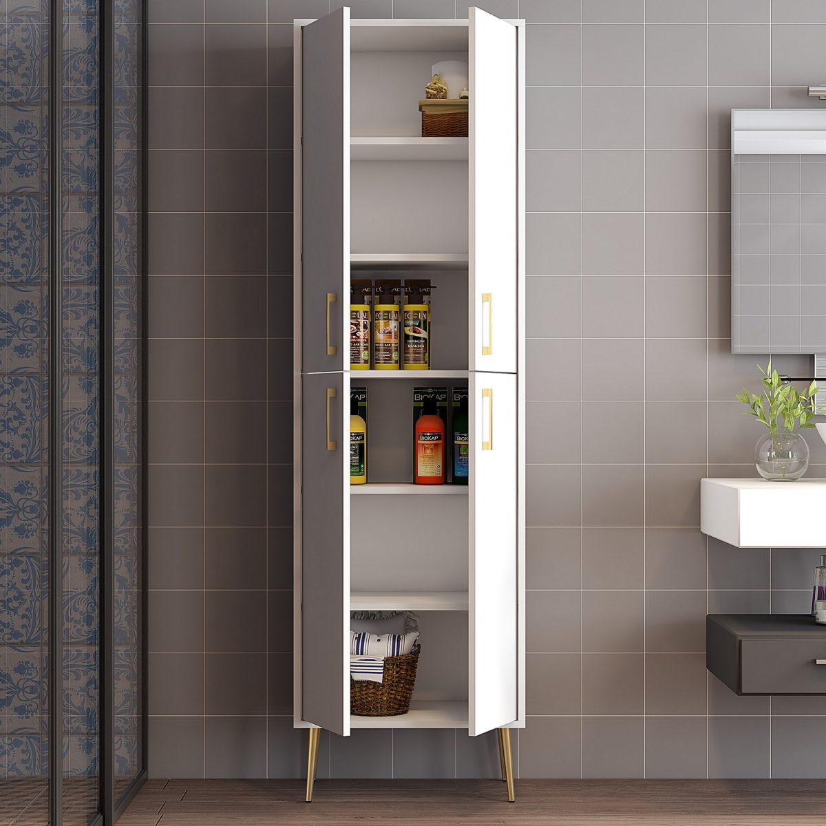 Berlin A - White, Gold – Повеќе наменска комода - Image 3