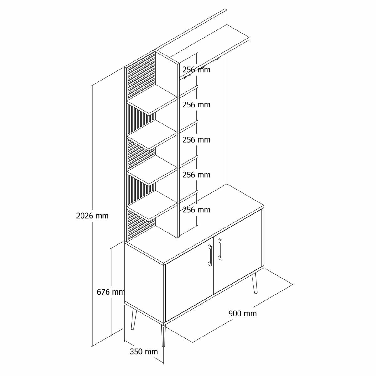 Viyana D - White, Gold – Гардеробер за претсобје - Image 6