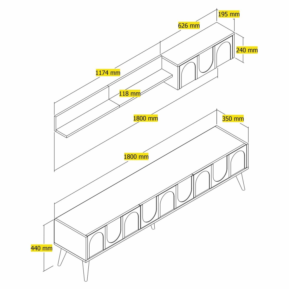Lyon 2 - Atlas, Walnut – ТВ комода - Image 6