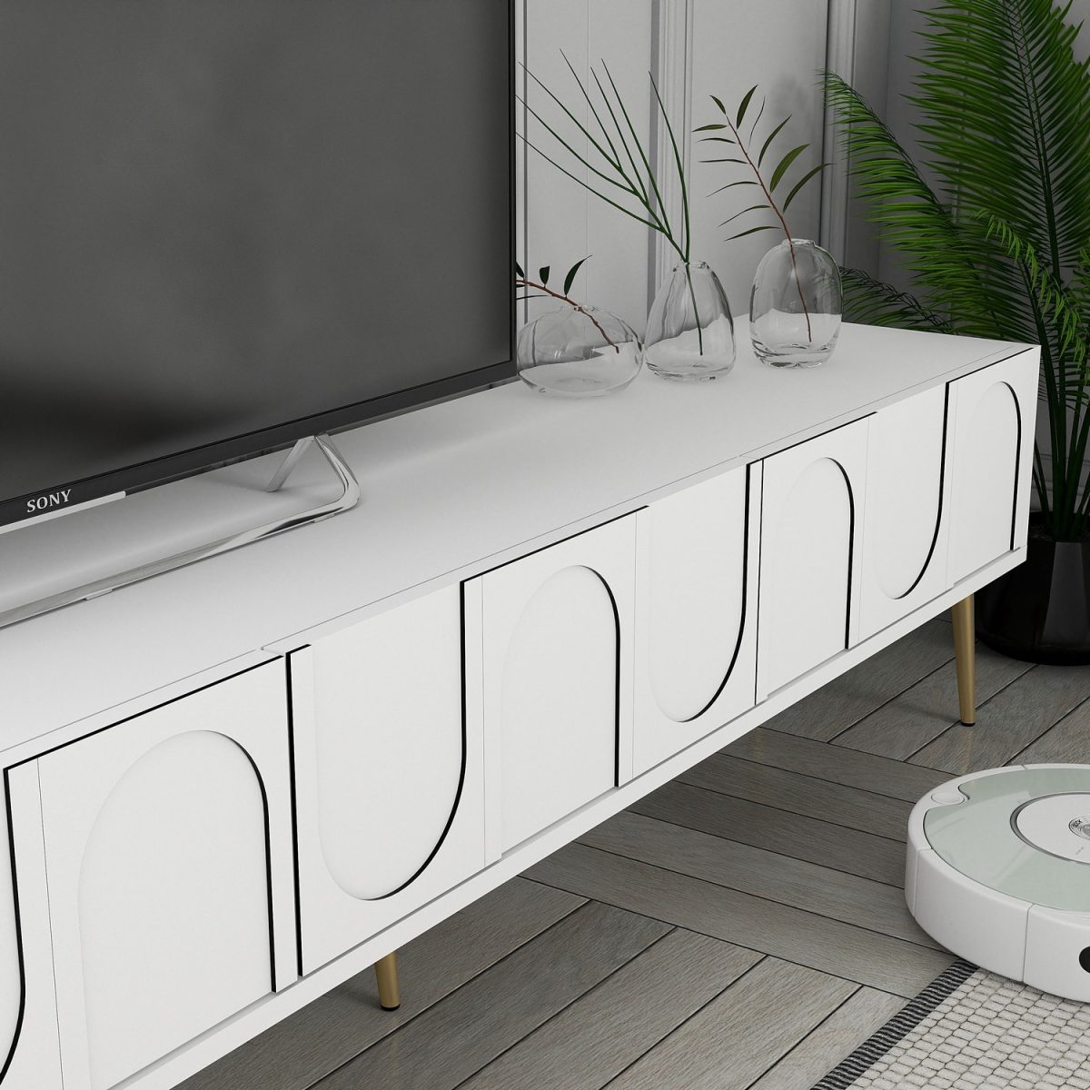 Lyon 43 - White, Gold – ТВ комода - Image 4