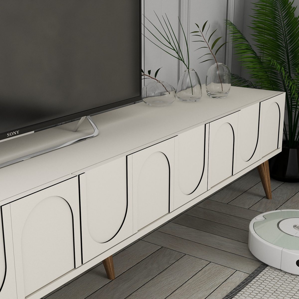 Lyon 44 - Cream, Walnut – ТВ комода - Image 4