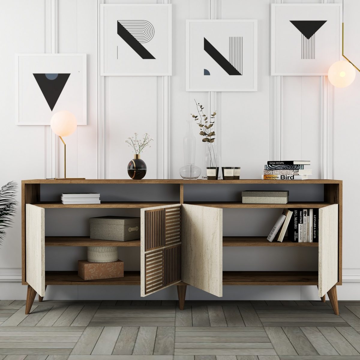 Milan - Walnut, Travertine – Конзола - Image 2