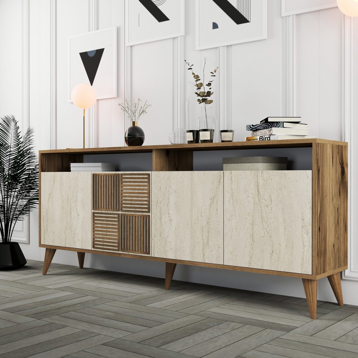 Milan - Walnut, Travertine – Конзола - Image 3