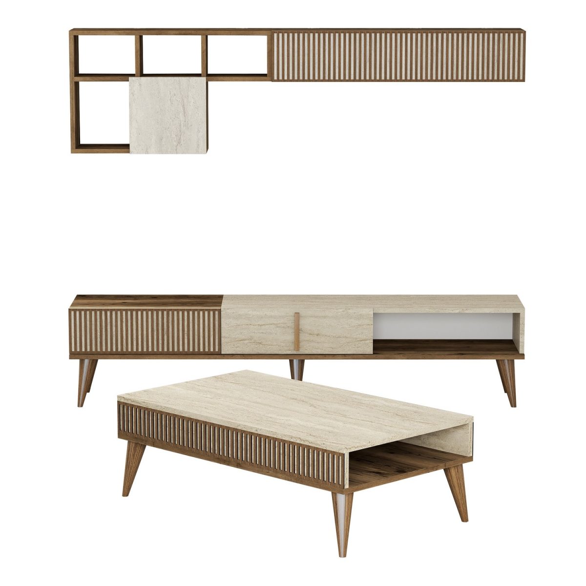 Milan - Walnut, Travertine – Комплет мебел за дневна соба - Image 4